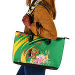 République du Congo Leather Tote Bag Happy Republic Day - Grunge Style - African Pride