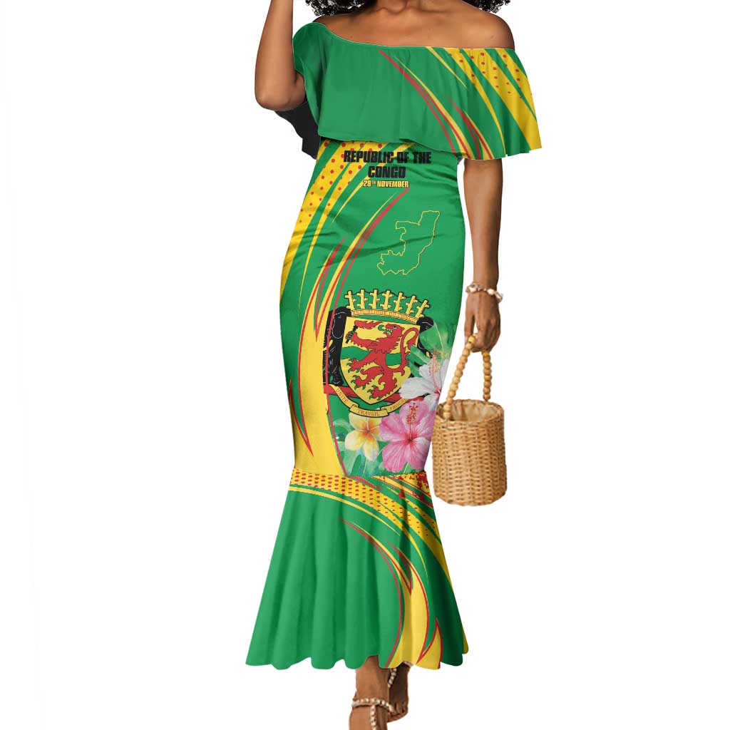 Personalized République du Congo Mermaid Dress Happy Republic Day - Grunge Style - African Pride