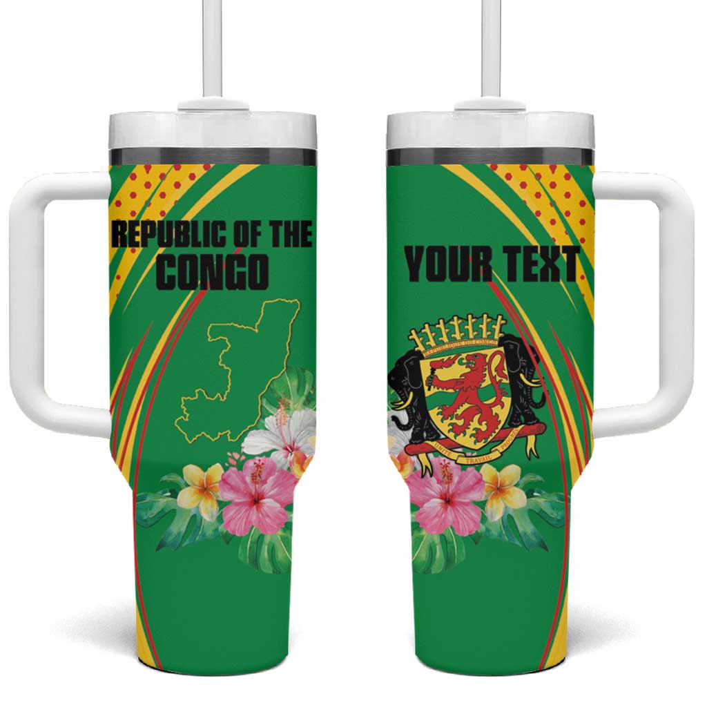 Personalized Republique du Congo Tumbler With Handle Coat Of Arms African Pattern LT15