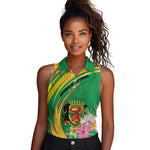Personalized République du Congo Women Sleeveless Polo Shirt Happy Republic Day - Grunge Style - African Pride
