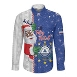 Afro Christmas in Cape Verde Long Sleeve Button Shirt Black Santa Felix Natal - African Pride