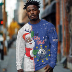 Afro Christmas in Cape Verde Long Sleeve Shirt Black Santa Felix Natal - African Pride