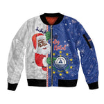 Afro Christmas in Cape Verde Sleeve Zip Bomber Jacket Black Santa Felix Natal - African Pride