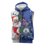 Afro Christmas in Cape Verde Sleeveless Zip Hoodie Black Santa Felix Natal - African Pride