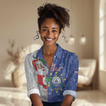 Afro Christmas in Cape Verde Women Casual Shirt Black Santa Felix Natal - African Pride