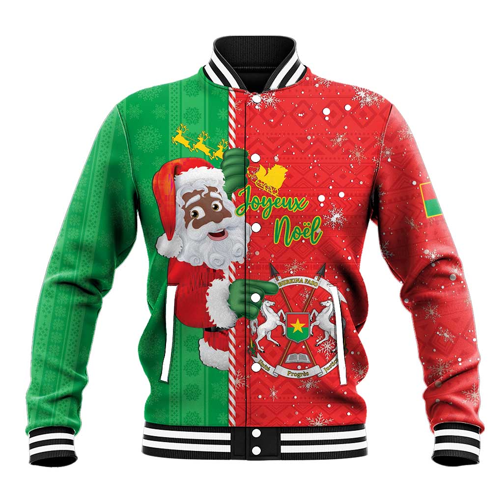 Afro Christmas in Burkina Faso Baseball Jacket Black Santa Joyeux Noel - African Pride