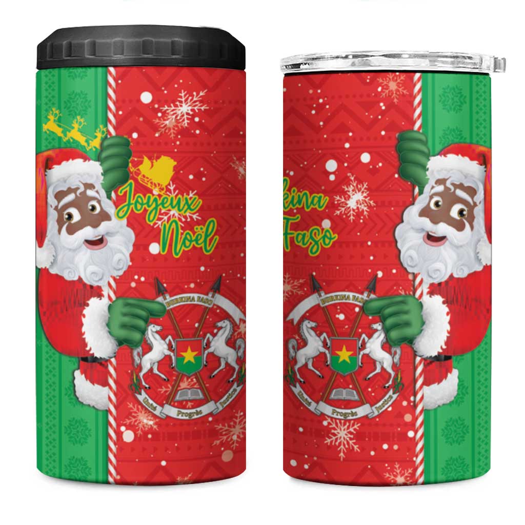 Afro Christmas in Burkina Faso 4 in 1 Can Cooler Tumbler Black Santa Joyeux Noel - African Pride