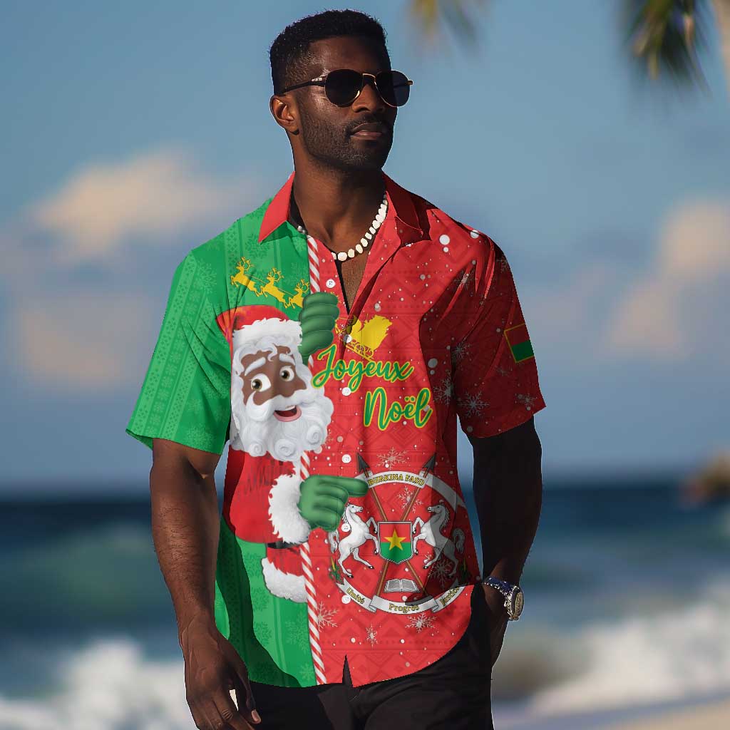 Afro Christmas in Burkina Faso Hawaiian Shirt Black Santa Joyeux Noel - African Pride