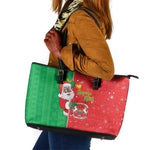 Afro Christmas in Burkina Faso Leather Tote Bag Black Santa Joyeux Noel - African Pride
