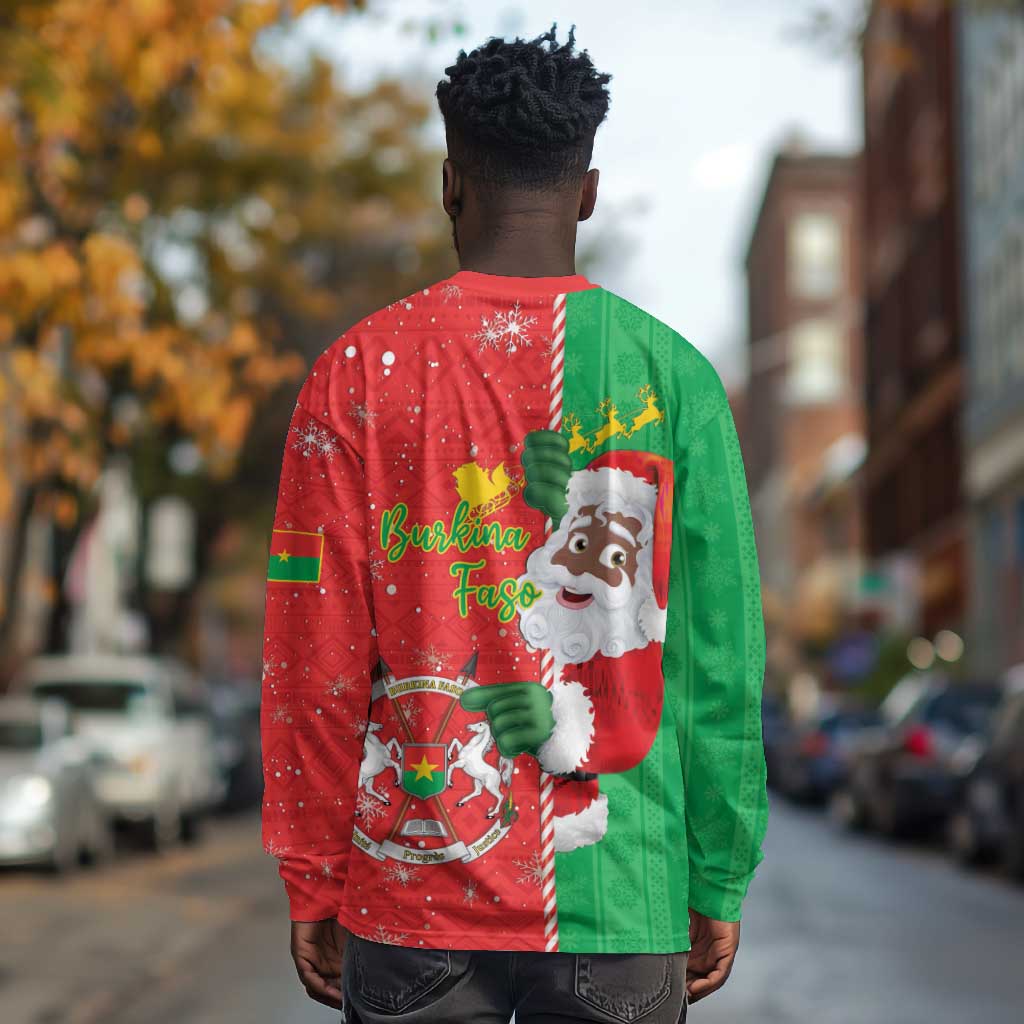 Afro Christmas in Burkina Faso Long Sleeve Shirt Black Santa Joyeux Noel - African Pride
