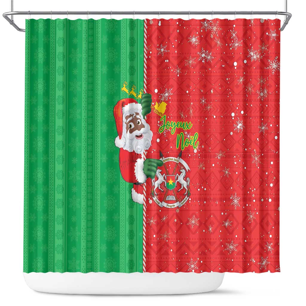 Afro Christmas in Burkina Faso Shower Curtain Black Santa Joyeux Noel - African Pride