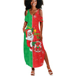 Afro Christmas in Burkina Faso Summer Maxi Dress Black Santa Joyeux Noel - African Pride