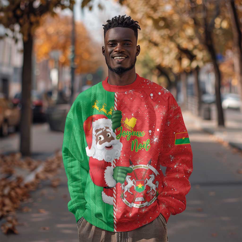 Afro Christmas in Burkina Faso Sweatshirt Black Santa Joyeux Noel - African Pride