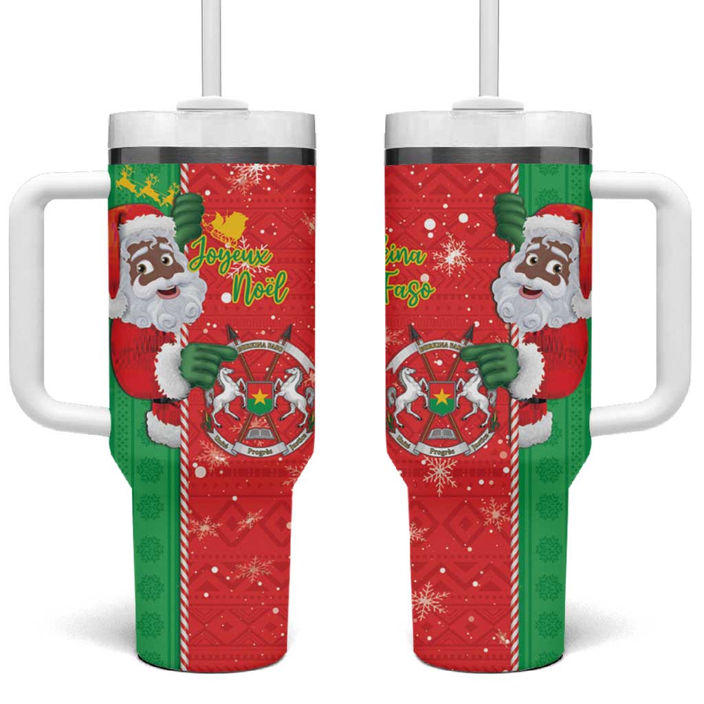 Afro Christmas in Burkina Faso Tumbler With Handle Black Santa Joyeux Noel - African Pride