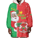 Afro Christmas in Burkina Faso Wearable Blanket Hoodie Black Santa Joyeux Noel - African Pride