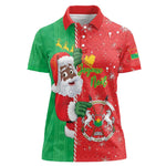 Afro Christmas in Burkina Faso Women Polo Shirt Black Santa Joyeux Noel - African Pride