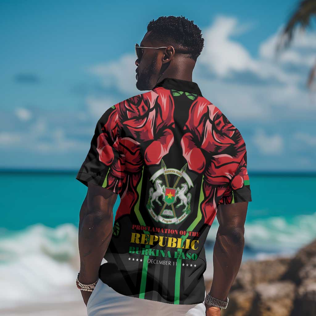 Afro Burkina Faso Republic Day Hawaiian Shirt Coat Of Arms With Rose - Sporty Style - African Pride