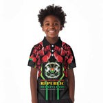 Afro Burkina Faso Republic Day Kid Polo Shirt Coat Of Arms With Rose - Sporty Style - African Pride