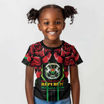 Afro Burkina Faso Republic Day Kid T shirt Coat Of Arms With Rose - Sporty Style - African Pride