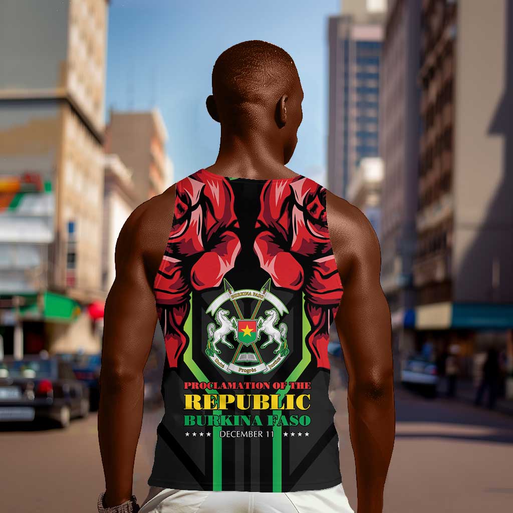 Afro Burkina Faso Republic Day Men Tank Top Coat Of Arms With Rose - Sporty Style - African Pride