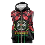 Afro Burkina Faso Republic Day Sleeveless Zip Hoodie Coat Of Arms With Rose - Sporty Style - African Pride