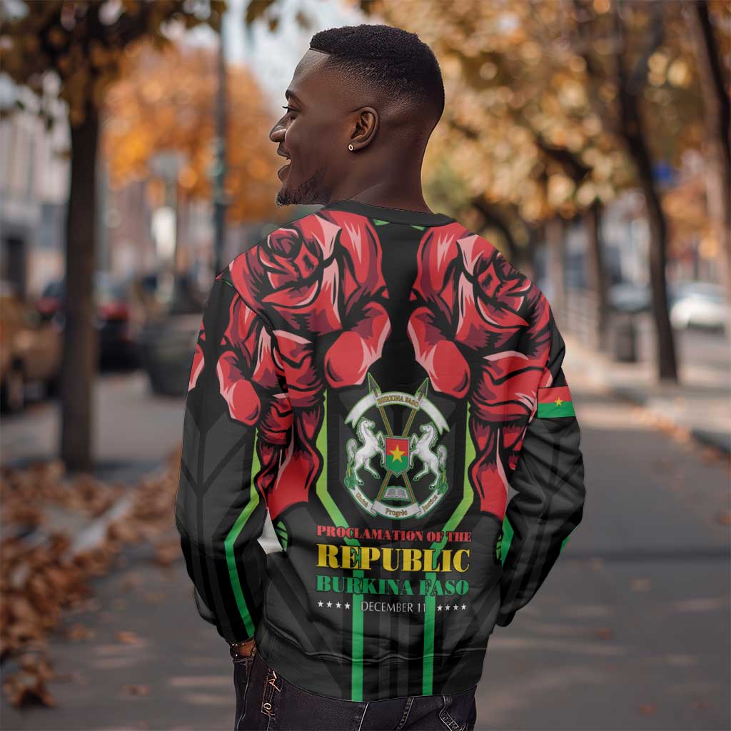 Afro Burkina Faso Republic Day Sweatshirt Coat Of Arms With Rose - Sporty Style - African Pride