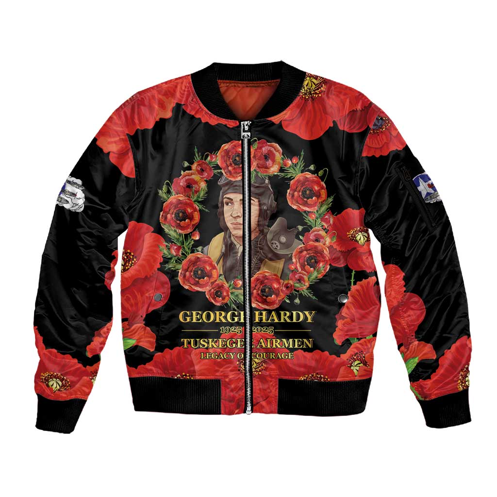 George Hardy Tuskegee Red Tail Pilots Sleeve Zip Bomber Jacket Legacy of Courage - African Pride