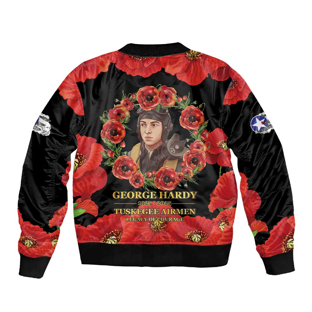 George Hardy Tuskegee Red Tail Pilots Sleeve Zip Bomber Jacket Legacy of Courage - African Pride