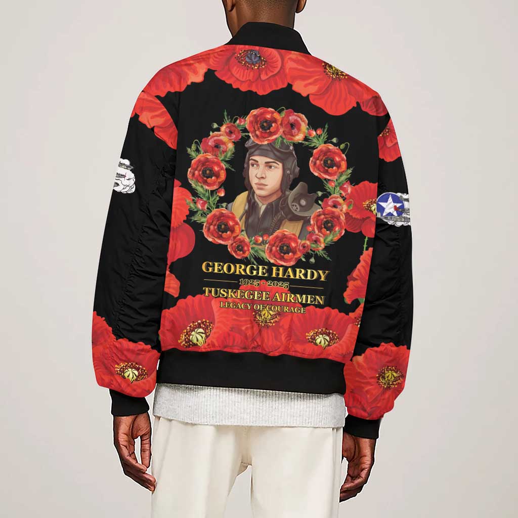 George Hardy Tuskegee Red Tail Pilots Sleeve Zip Bomber Jacket Legacy of Courage - African Pride