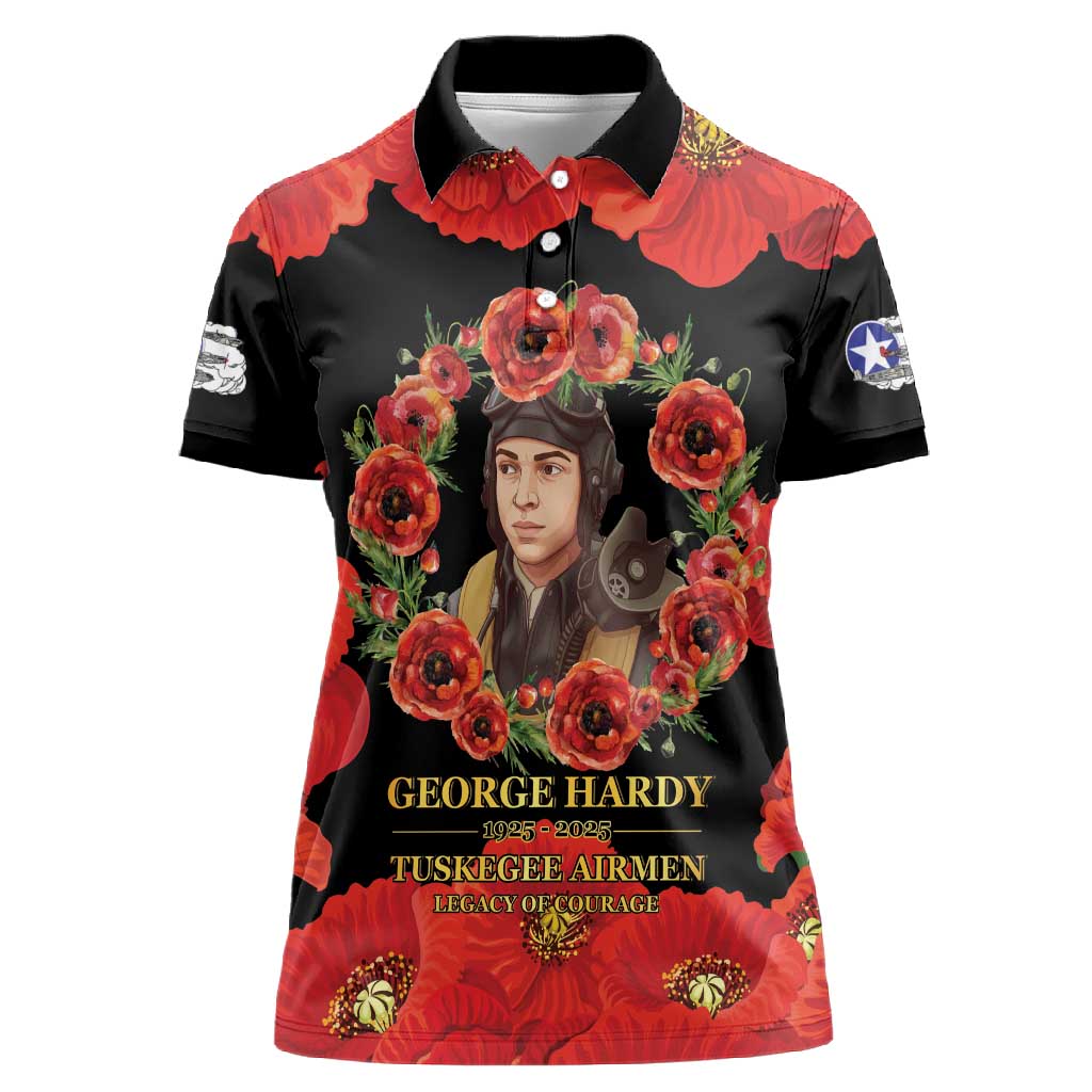 George Hardy Tuskegee Red Tail Pilots Women Polo Shirt Legacy of Courage - African Pride