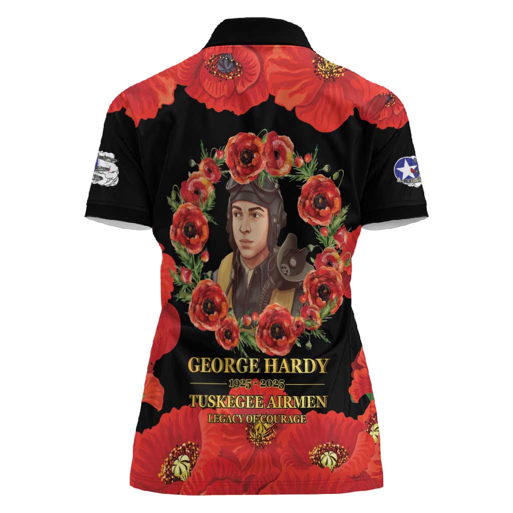 George Hardy Tuskegee Red Tail Pilots Women Polo Shirt Legacy of Courage - African Pride