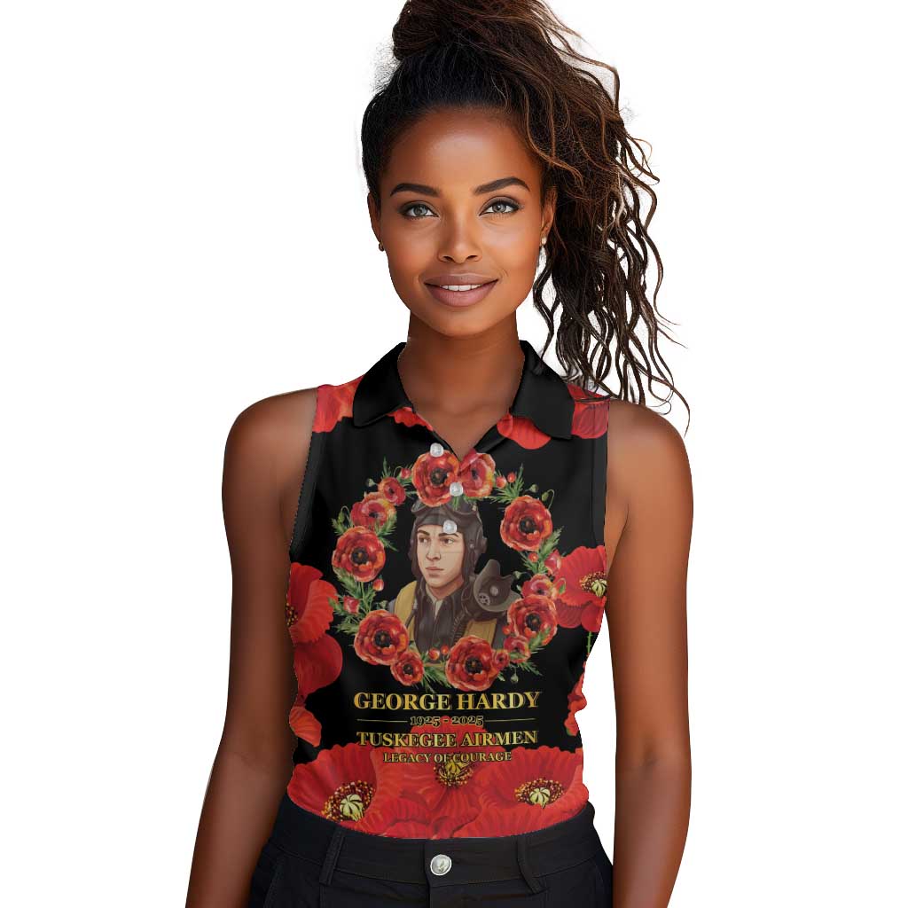 George Hardy Tuskegee Red Tail Pilots Women Sleeveless Polo Shirt Legacy of Courage - African Pride