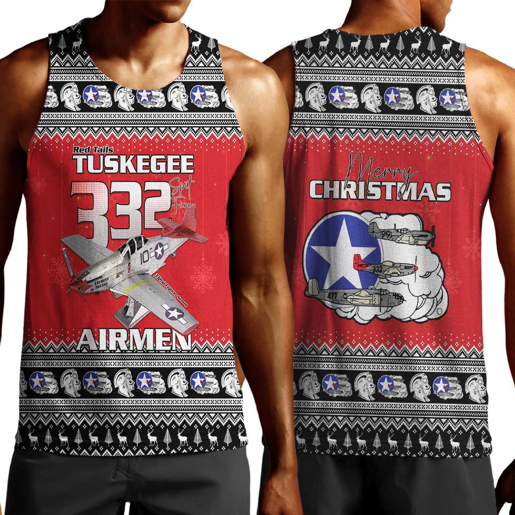 Afro Christmas Tuskegee Red Tails Airmen Men Tank Top Merry Christmas - African Pride