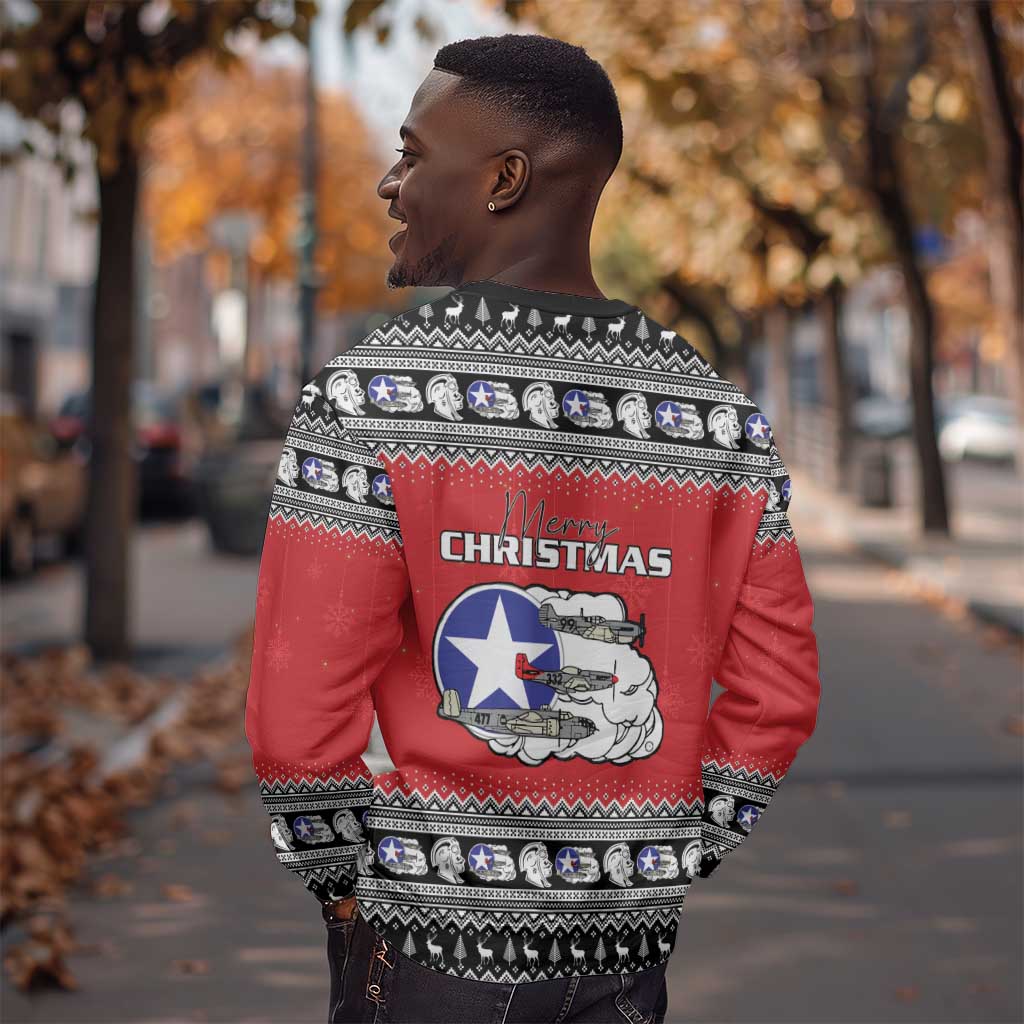 Afro Christmas Tuskegee Red Tails Airmen Sweatshirt Merry Christmas - African Pride