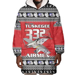 Afro Christmas Tuskegee Red Tails Airmen Wearable Blanket Hoodie Merry Christmas - African Pride