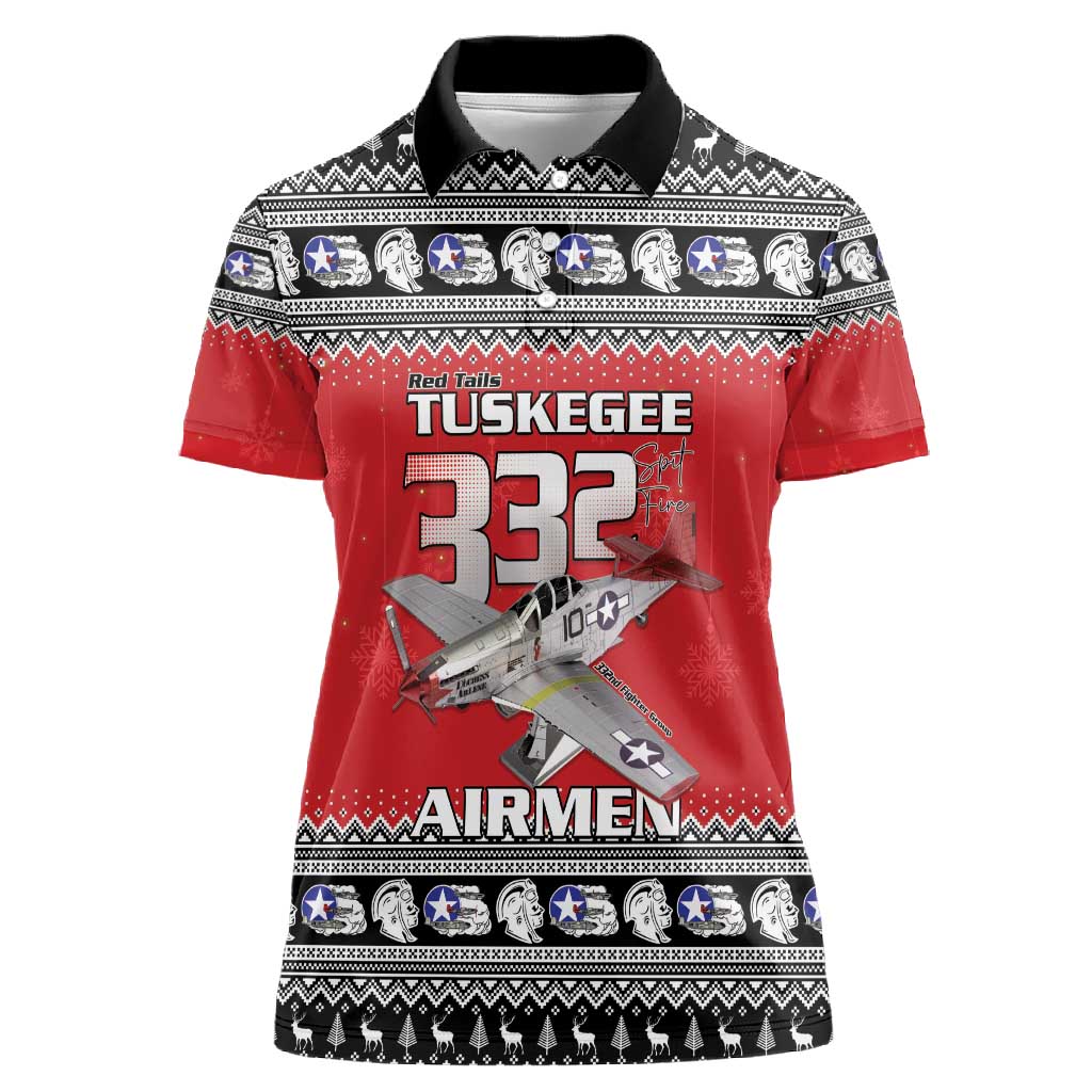 Afro Christmas Tuskegee Red Tails Airmen Women Polo Shirt Merry Christmas - African Pride