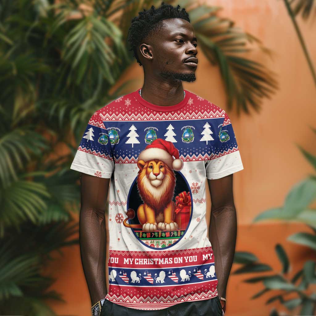 Liberia Christmas T shirt African Lion Santa