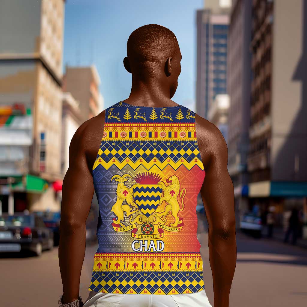 Afro Chad Christmas Men Tank Top Coat Of Arms With African Pattern