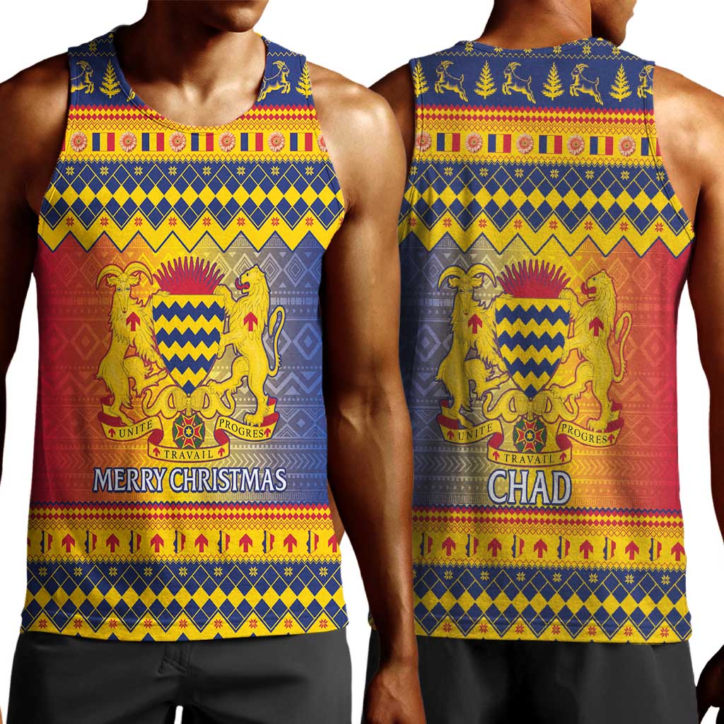 Afro Chad Christmas Men Tank Top Coat Of Arms With African Pattern