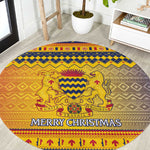 Afro Chad Christmas Round Carpet Coat Of Arms With African Pattern