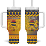 Afro Chad Christmas Tumbler With Handle Coat Of Arms With African Pattern