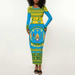Afro Rwanda Christmas Long Sleeve Bodycon Dress Noheli Nziza Coat Of Arms - African Pattern LT15