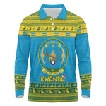 Afro Rwanda Christmas Long Sleeve Polo Shirt Noheli Nziza Coat Of Arms - African Pattern