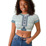 Eritrea Raglan Cropped T shirt African Pattern - Habesha Style