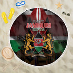 Kenya Jamhuri Day Beach Blanket Coat Of Arms With Kente Pattern - African Pride