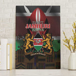 Kenya Jamhuri Day Canvas Wall Art Coat Of Arms With Kente Pattern - African Pride