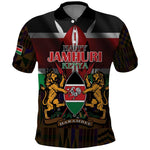 Kenya Jamhuri Day Polo Shirt Coat Of Arms With Kente Pattern - African Pride