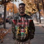 Kenya Jamhuri Day Sweatshirt Coat Of Arms With Kente Pattern - African Pride