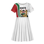 Personalized Kenya Independence Day Kid Short Sleeve Dress Lion With Coat Of Arms - African Pride