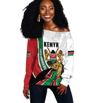 Personalized Kenya Independence Day Off Shoulder Sweater Lion With Coat Of Arms - African Pride